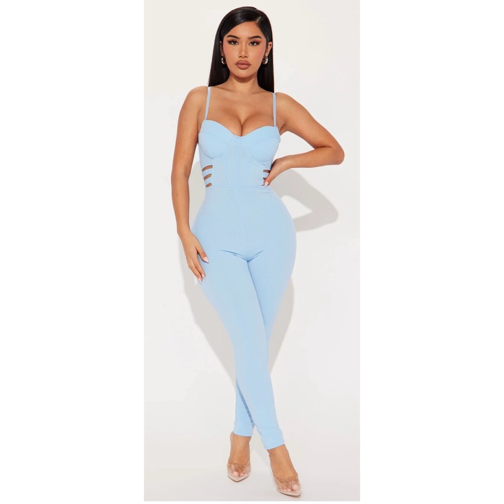 Fashion Nova Light Blue Jumpsuit